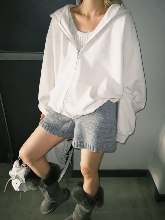 HELLOTANGO《秋日碎片》秋冬复古韩系慵懒感宽松百搭针织短裤8336#