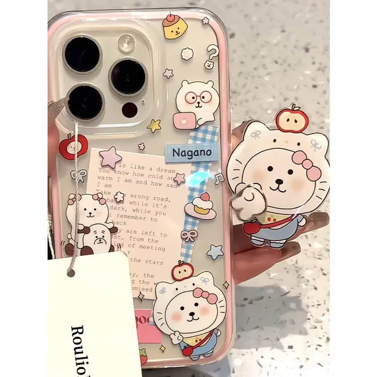 BANCA比耶kt帽自嘲熊支架适用苹果16手机壳iPhone14/15/13promax