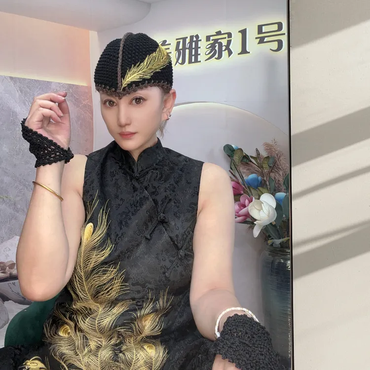 美雅家原创手工钩织民族风刺绣凤尾美人尖帽子杨丽萍老师同款
