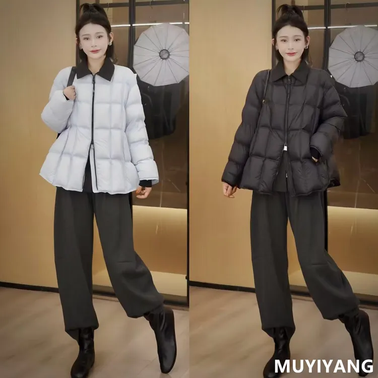 【弥岛】设计感小众90白鸭绒高定版面包羽绒服 衣长70 25-555#