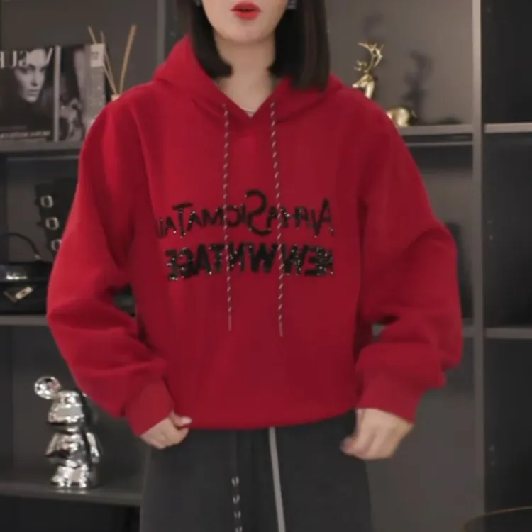 【秋日私语】2025秋冬新款时尚气质休闲加绒连帽卫衣LK2507213