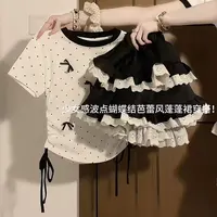 女童夏季韩系洋气时髦学院风公主儿童波点上衣蛋糕裙两件套装ins