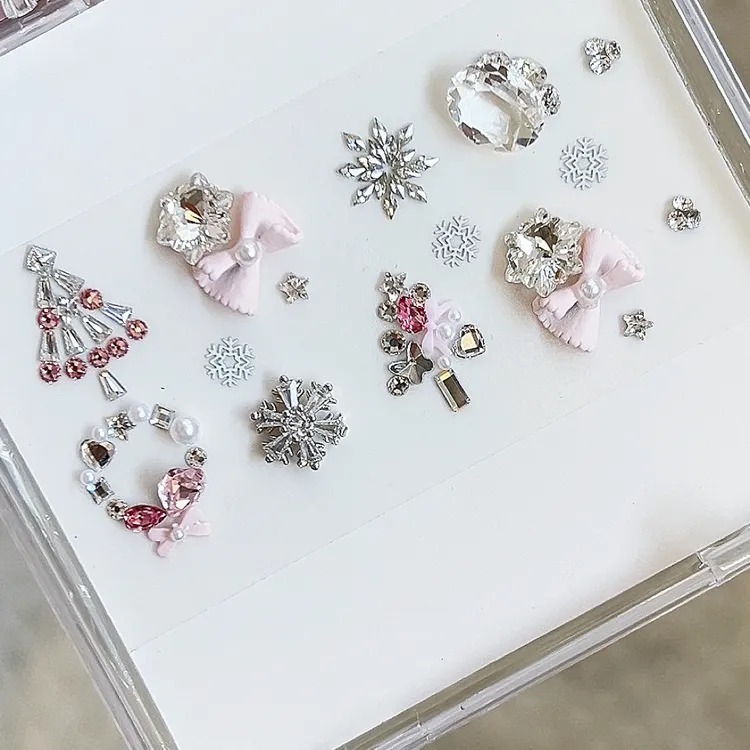 B041号东洲美甲钻银色饰品材料包爆款指甲组合套装钻包超闪锆石