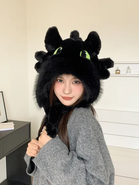 保暖一体帽子无牙仔加绒保暖冬季网红时尚情侣秋冬无牙仔帽子