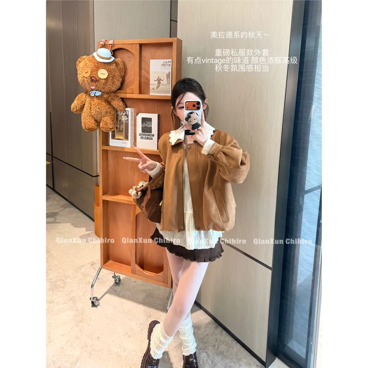 「焦糖马布」秋冬时尚气质百搭法式洋气减龄设计感外套QXQ5WT7182A