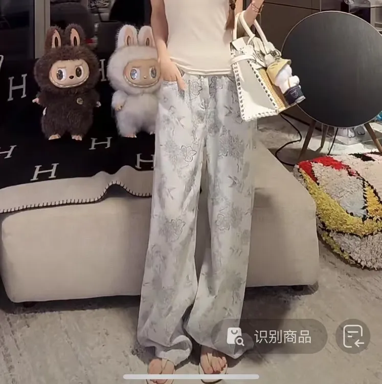 【CHASINGLIGHT】“下江南”棉麻印花阔腿裤 松弛阔腿K1579