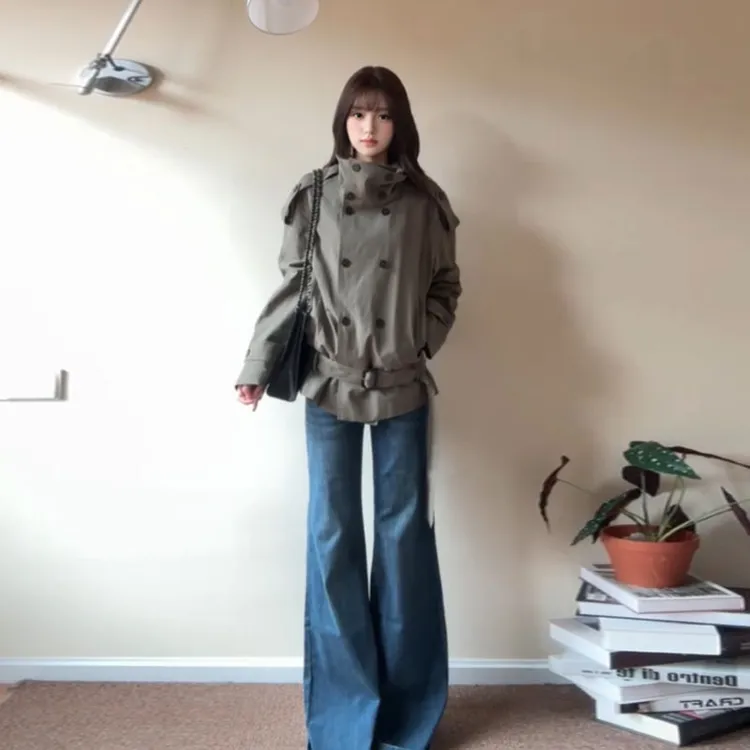 韩系复古高级感超好看短款立领风衣外套女25秋季新款时尚气质上衣
