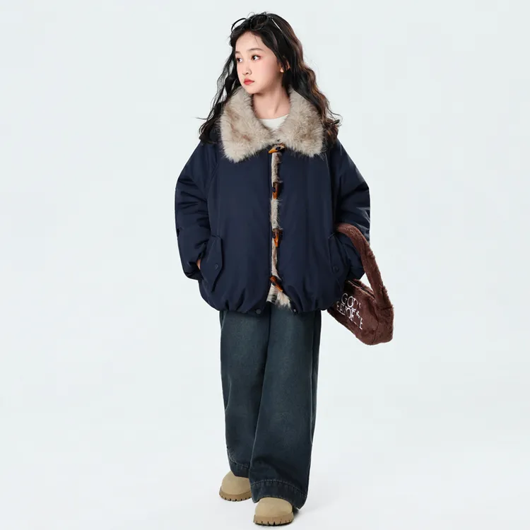 女童加绒外套秋冬装2025新款洋气爆款女孩高级感加厚派克服棉服潮