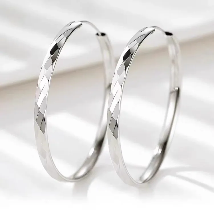 足银耳饰 纯银耳圈小众设计感耳环气质圆形耳饰夸张大耳圈高级感