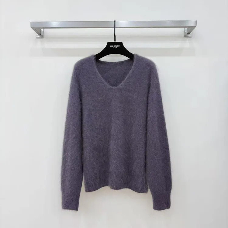 JIAYE CHAN慵懒随性渐变紫抓毛毛衣