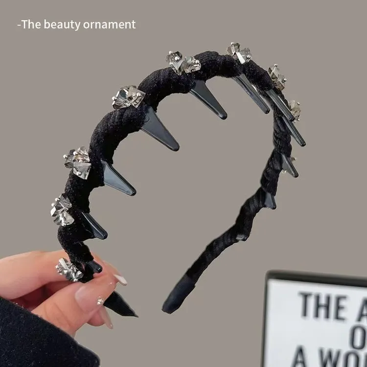 轻奢丝绒波浪发箍女2025年新款重工锆石高颅顶头箍气质显脸小发卡