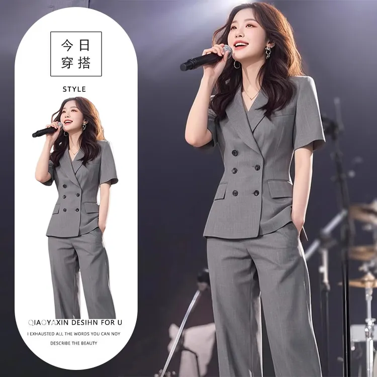 2025夏季新款一整套韩系穿搭套装气质干练通勤西装上衣裤子两件套