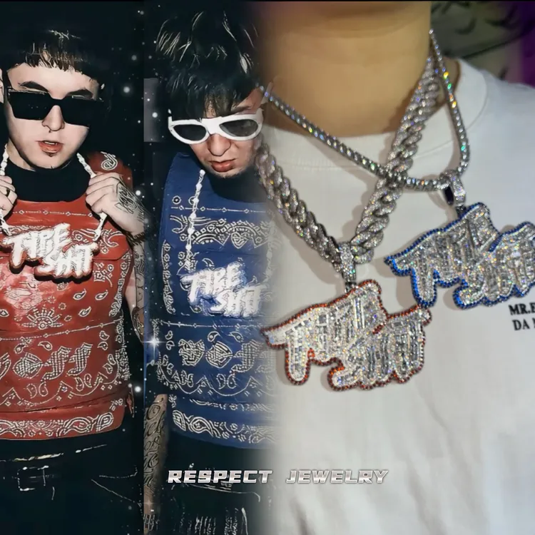 铜合金锆石吊坠 那奇沃夫kkluv同款typeshyt小号8㎝吊坠潮流项链