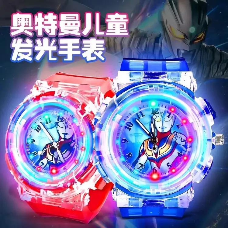 爆款奥特曼灯光手表男孩生日礼品儿童夜光幼儿园赛罗3-1电子表