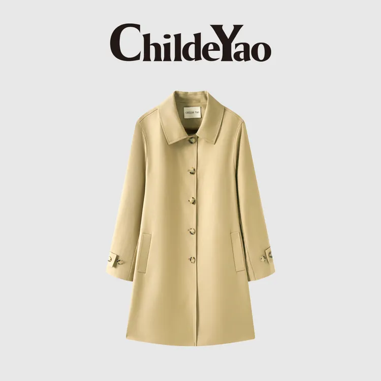 Childe Yao双面异色经典斜纹肌理小A版女士风衣外套CYC58290
