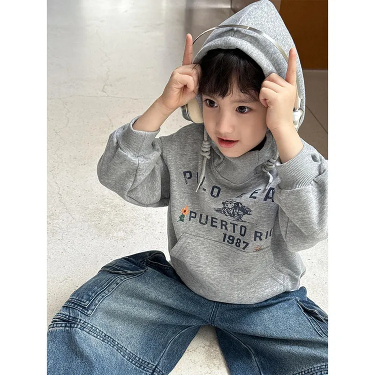 秋装韩版时尚ins风字母印花儿童长袖休闲宽松男女童套头卫衣百搭