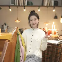 闵笑一【时光物语】新款温柔显瘦气质甜美设计感休闲打底内搭上衣