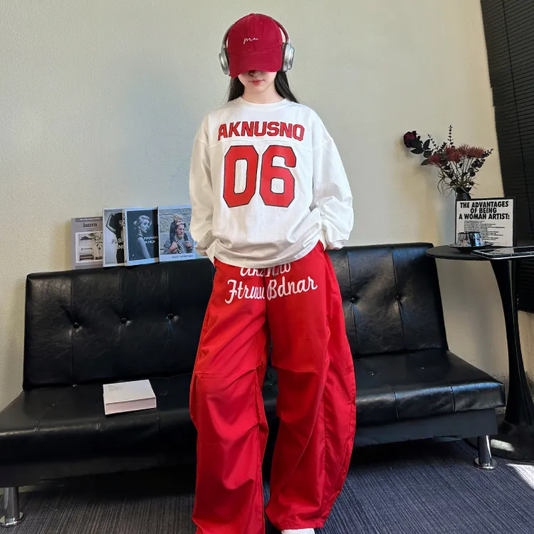 女童街舞嘻哈套装2025韩版春秋季休闲卫衣初中生女孩宽松工装裤子