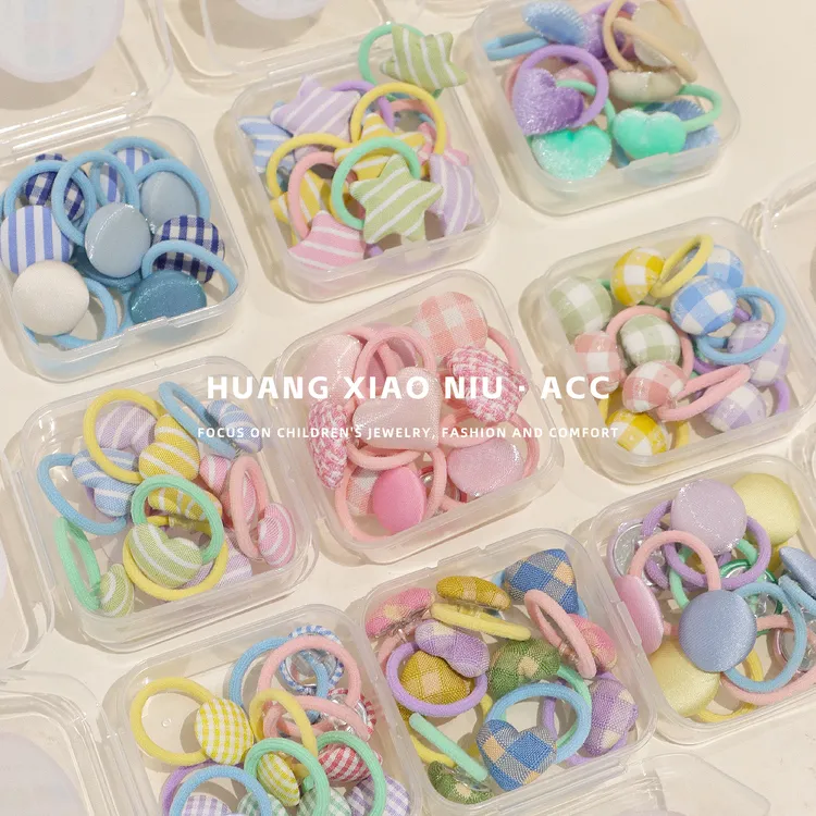 黄小妞女宝宝布艺不伤发迷你小皮筋可爱婴儿彩色扎揪揪头绳发饰