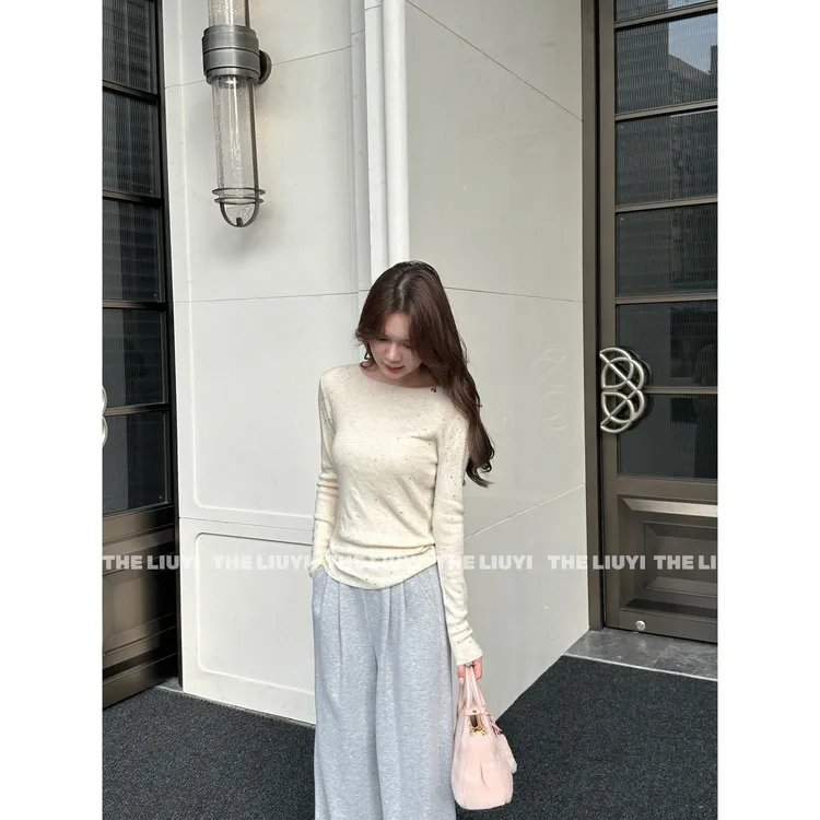 【LIUYI】烫钻羊毛气质内搭长袖打底针织51083