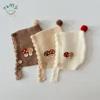 婴儿秋冬款帽子可爱蘑菇保暖防风护耳尖尖帽小月龄可爱针织毛线帽