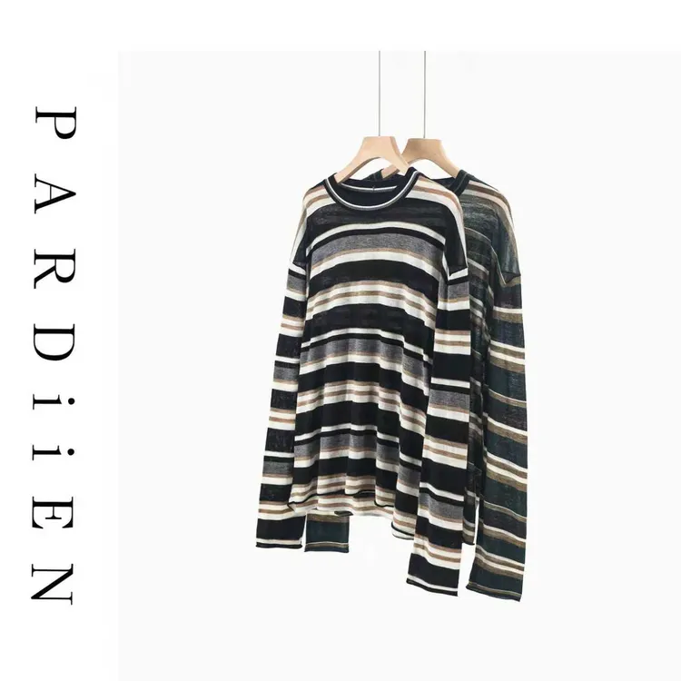 【北总严选】帕迪恩水溶丝毛条纹拼色薄款针织打底衫25PD-2266515