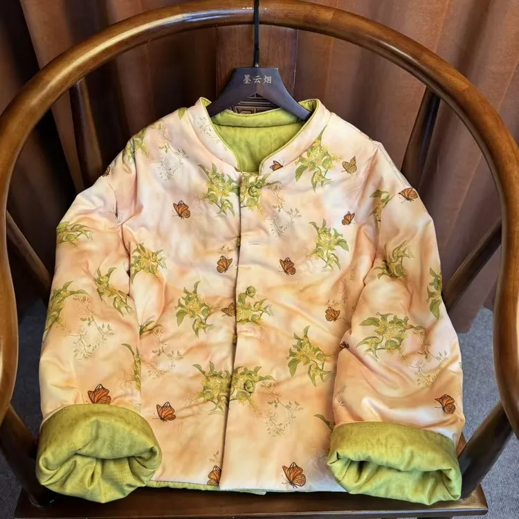 【乐萱】双面穿新中式立领棉服高级复古优雅气质外套国风女士上衣