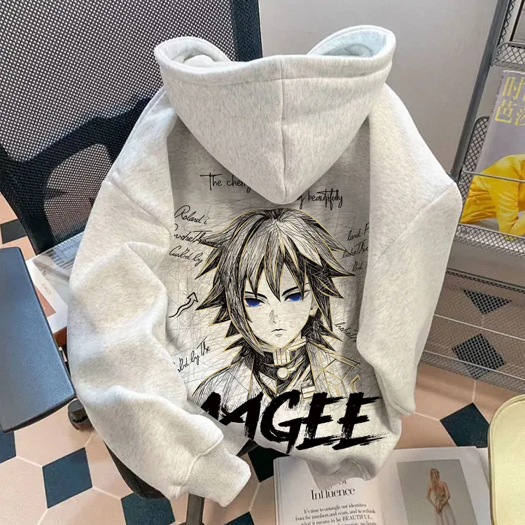【爆款动漫卫衣】鬼灭之刃富冈义勇印花连帽卫衣重磅二次元