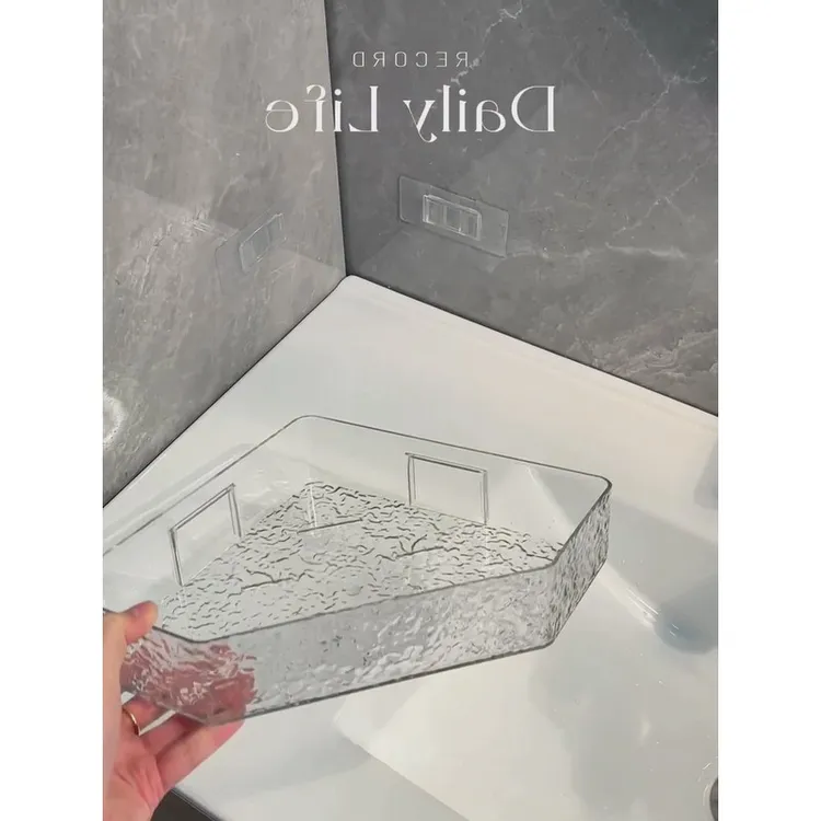 卫生间置物架免打孔亚克力厕所洗漱台上方墙角浴室壁挂三角收纳架