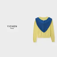 YC 明色刺绣徽标圆领针织毛衣/湖蓝色针织披肩-2974