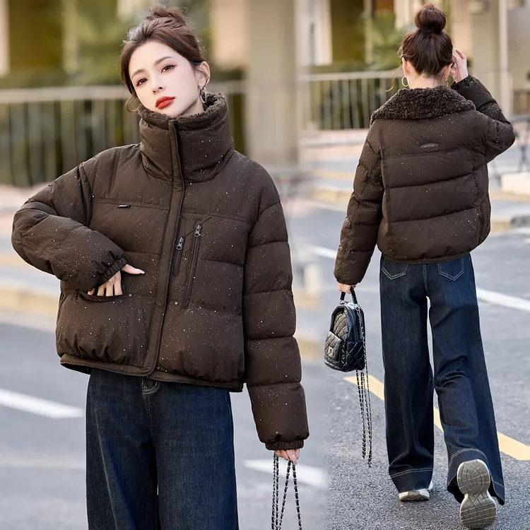 设计感大翻领羽绒服女2025冬季新款时髦洋气百搭宽松保暖短款外套