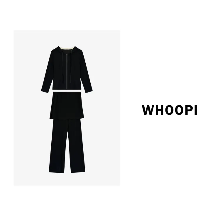 【Whoopi】【lu系套装】设计感显瘦时尚连帽拉链卫衣百搭套装