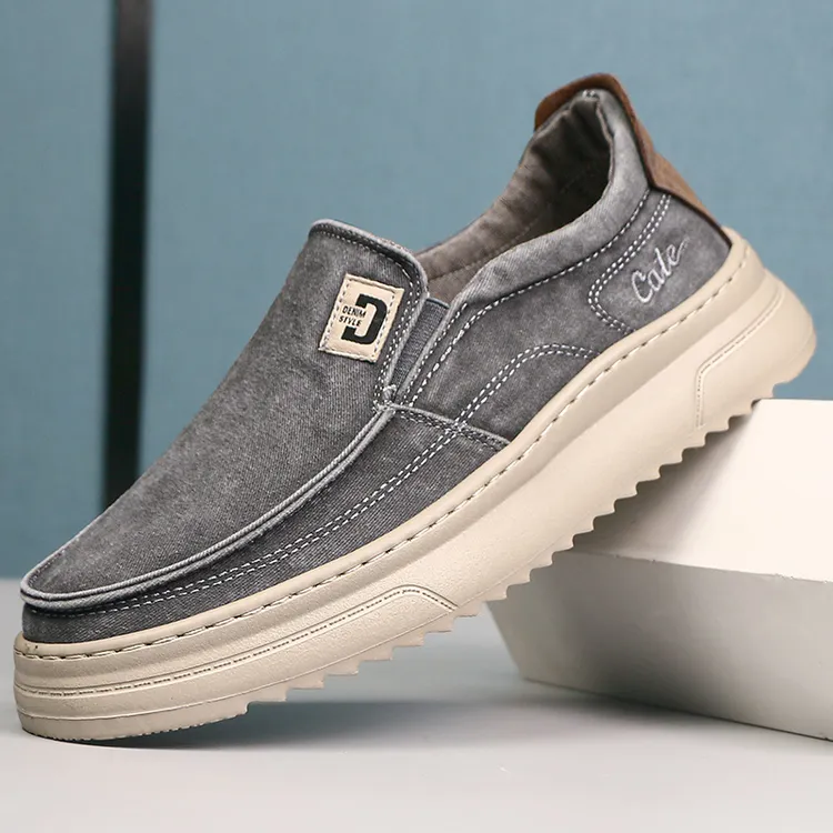 男士休闲布鞋2025新款舒适透气老北京布鞋软底开车鞋一脚蹬帆布鞋商品图