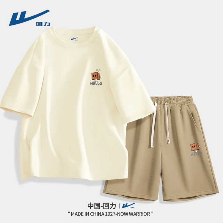 回力套装男2026新款夏季休闲运动男士短袖纯棉垂感直筒短裤男款Z商品图