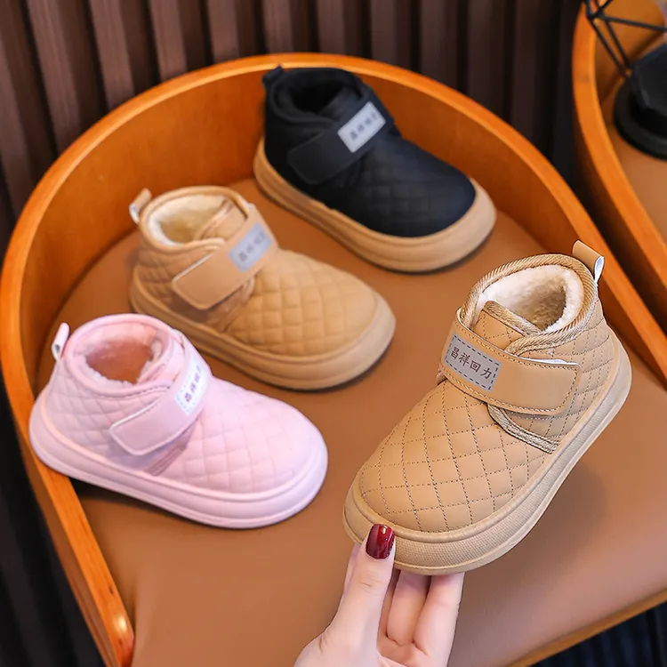 冬季儿童雪地靴男童女童加绒短靴加厚保暖童鞋宝宝棉新款靴子c