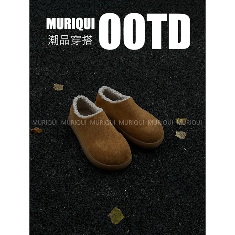 MURIQUI Normcore小土豆懒人穆勒鞋冬季加绒保暖老钱风勃肯鞋男款
