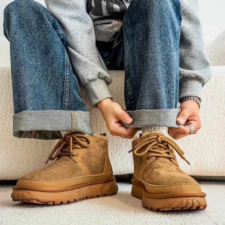 CPOZ男鞋秋冬新款加棉雪地靴男情侣厚底增高冬季棉鞋严寒防冻加绒