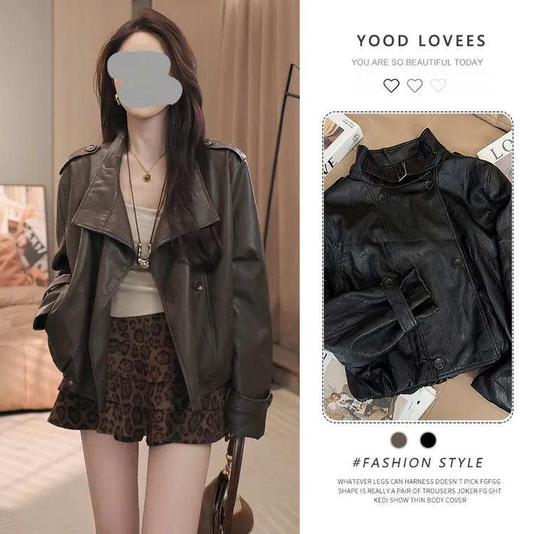 小皮衣外套女短款2025春秋新款小个子立领气质酷飒风复古PU皮夹克