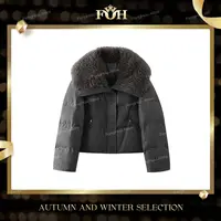 【封后轻奢设计】冬季新款大翻领亮闪显高下摆抽绳短款羽绒服11501