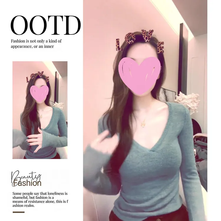 初秋季穿搭法式V领轻薄显瘦保暖马海毛毛衣女秋冬软糯打底针织衫