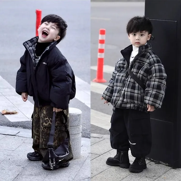 儿童冬款加厚时尚双面棉服2025男女童洋气保暖外套宝宝冬装上衣潮