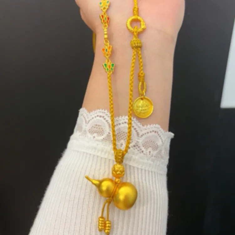 铜合金布艺吊坠 新中式国潮风 编织蝴蝶财神纯色实心葫芦流苏手工