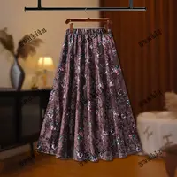 【NANA专属】2025秋冬新款丝绒复古格纹高腰半身裙显瘦长款D8476