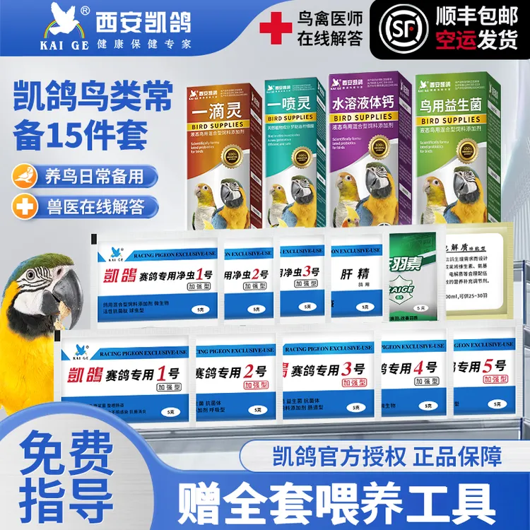 凯鸽鸟类感冒拉稀含益生菌活性菌电解质肝精净虫常备饲料添加剂