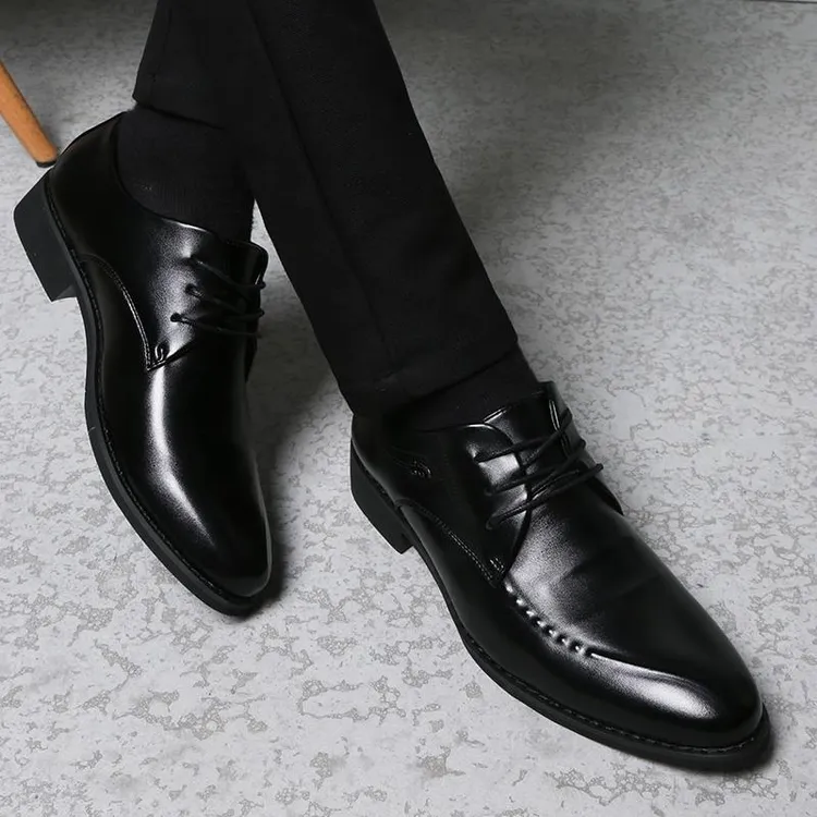 【香港DcSU&Shoes官方正品】高6cm透气潮流韩版尖头系带小皮鞋子