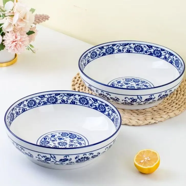 【宠粉福利】2只装9英寸中式青花瓷大汤碗家用大碗大号釉下彩复古