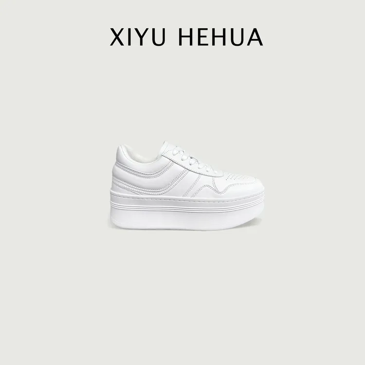 【广州手工鞋】头层牛皮小白鞋增高6CM百搭显高瘦脚休闲透气款女鞋