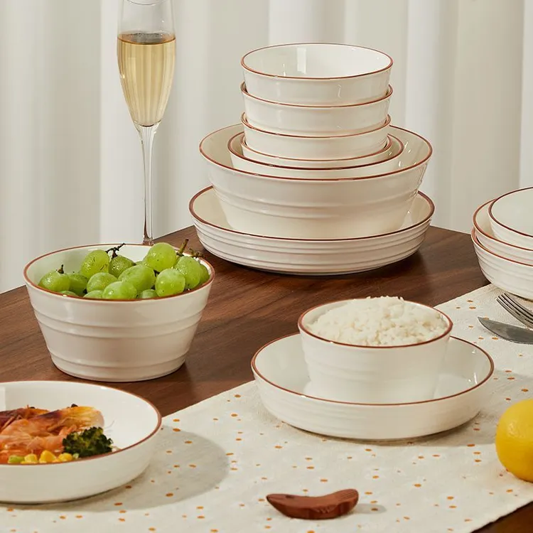 【源头工厂】釉下彩ins风高颜值2024碗碟盘家用套装碗盘勺筷陶瓷餐