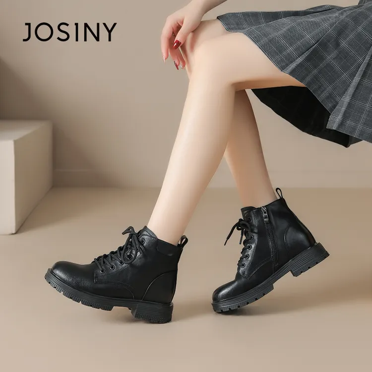 卓诗尼厚底马丁靴女2025新款爆款小众复古靴子英伦风黑色加绒短靴