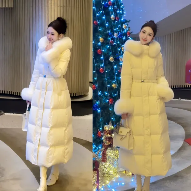 LILI高端【冰雪奇媛】新国标90绒子羽绒服真狐狸毛白鸭绒高端长款